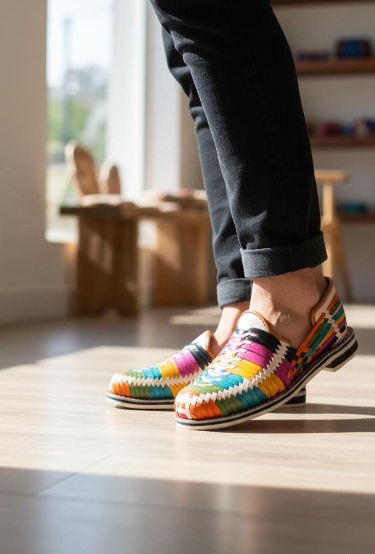 Huaraches Multicolor con Punta Cerrada para Hombre | Exclusivos de Kwarachi | Diseño Colorido y Cómodo