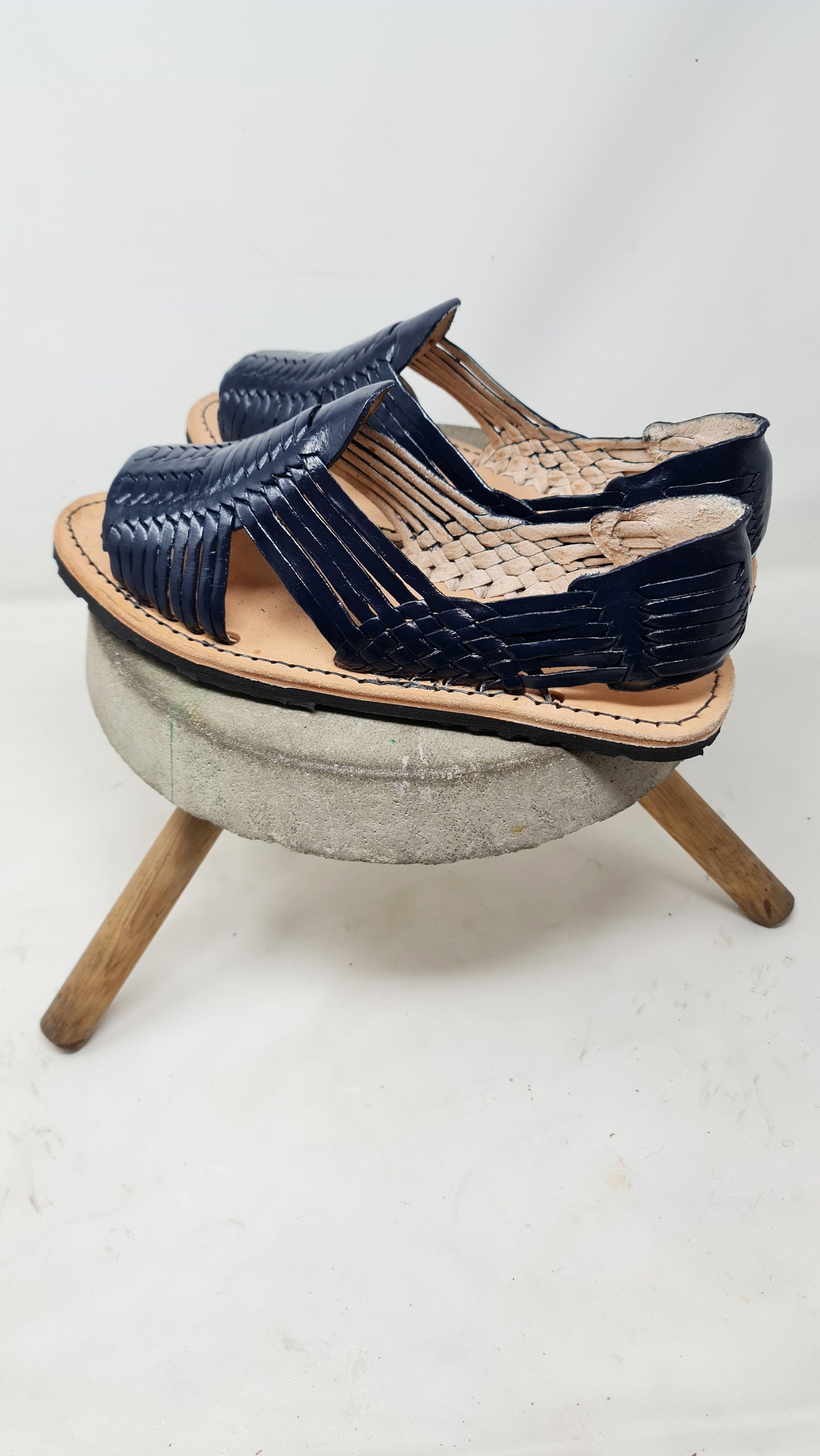 Handmade Huarache Sandals for Men in Navy Blue - Unique and Comfortable Design