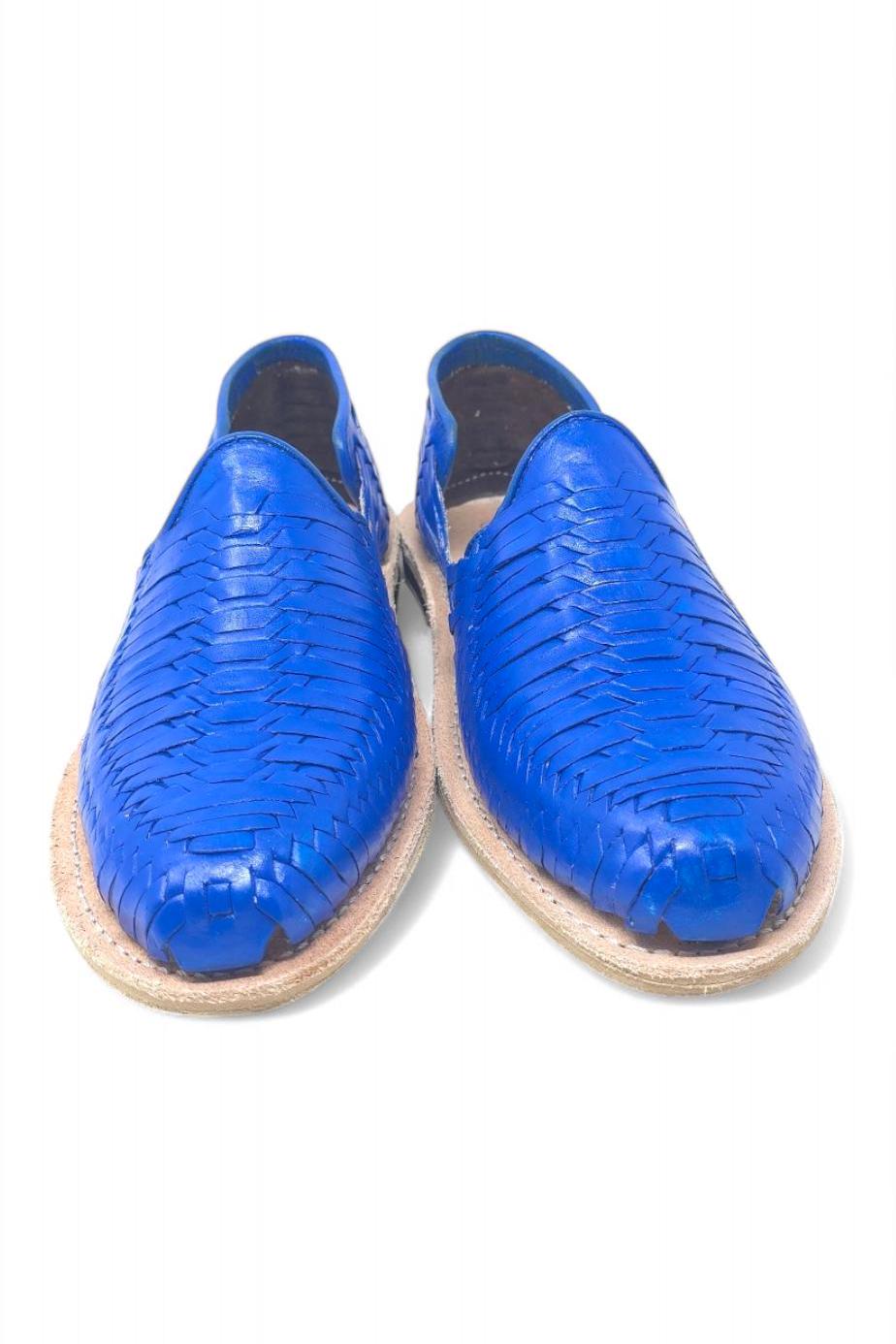 Men's Blue Leather Huaraches – Handmade, Leather Sole, Comfortable and Cool, Made in Mexico