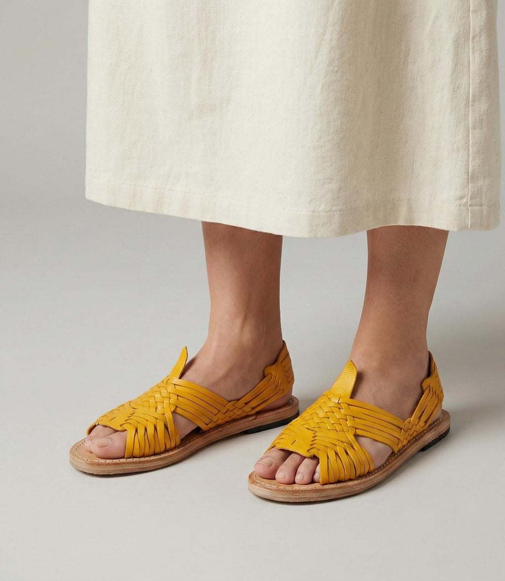 Pachuco Women's Corn Yellow Huaraches - Unique Mexican Style - Artisan Footwear - Direct Shipping from Mexico
