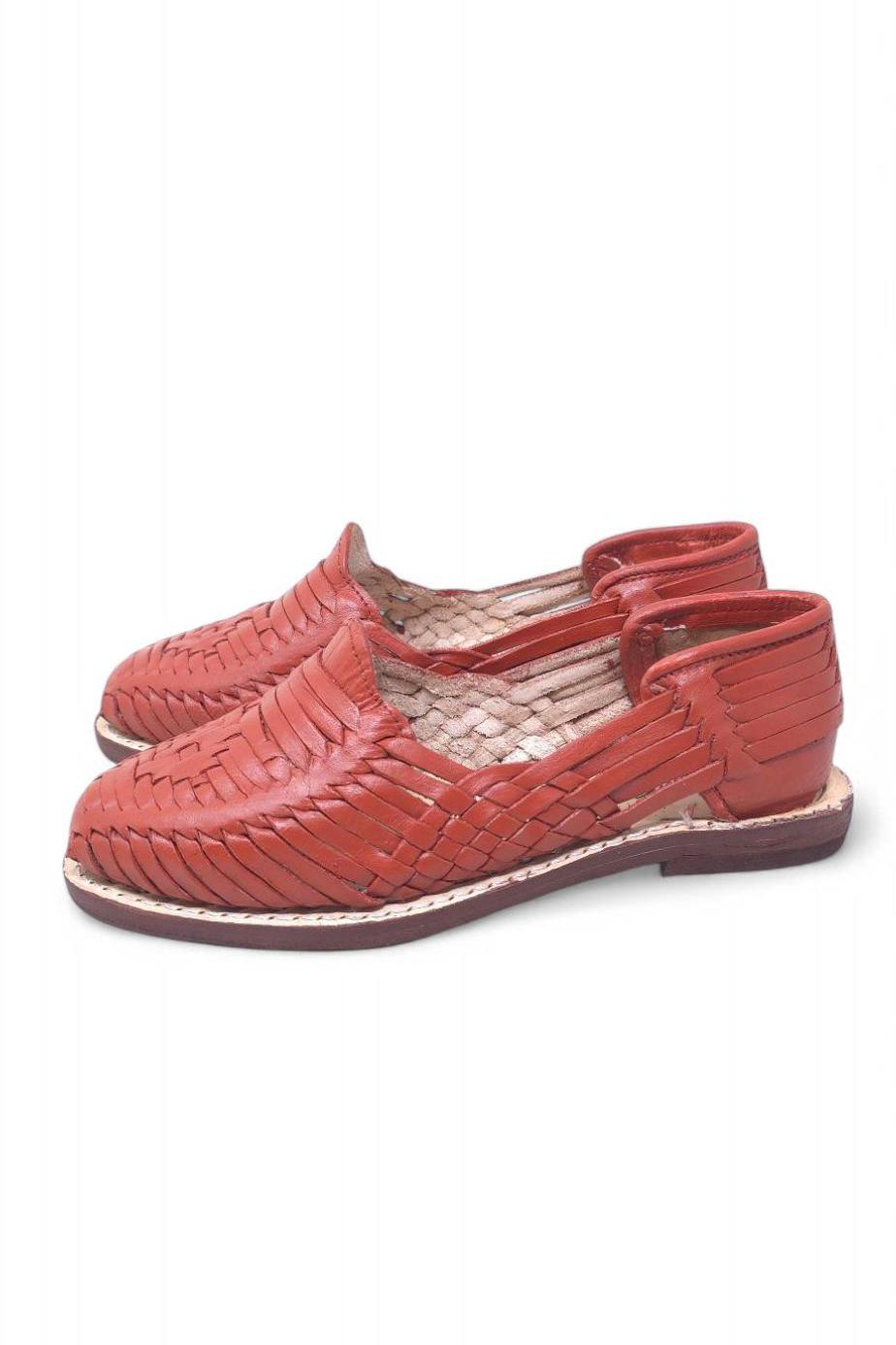 Women's Mexican Huaraches in Brick Color – Authentic Leather Sandals, Comfortable and Fresh, Handmade