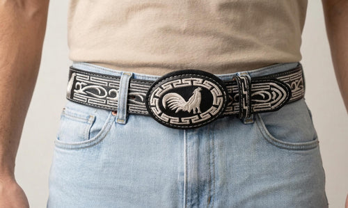 Men's embroidered Western cowhide belt, handcrafted 40 mm leather belt, various colors and sizes 32-46