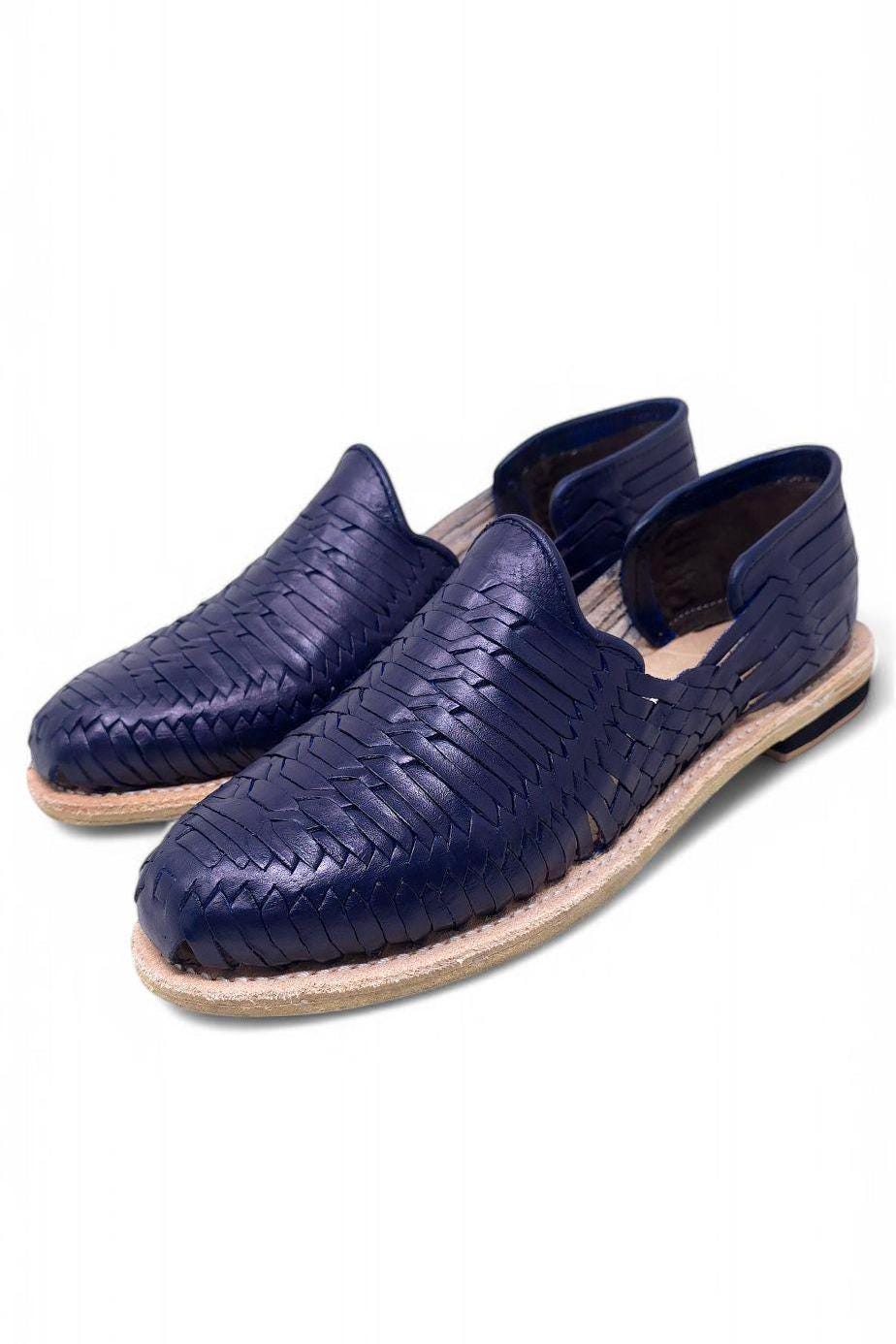Men's Navy Huaraches – Handcrafted Leather Sandals with Leather Sole – Fresh and Comfortable Shoes
