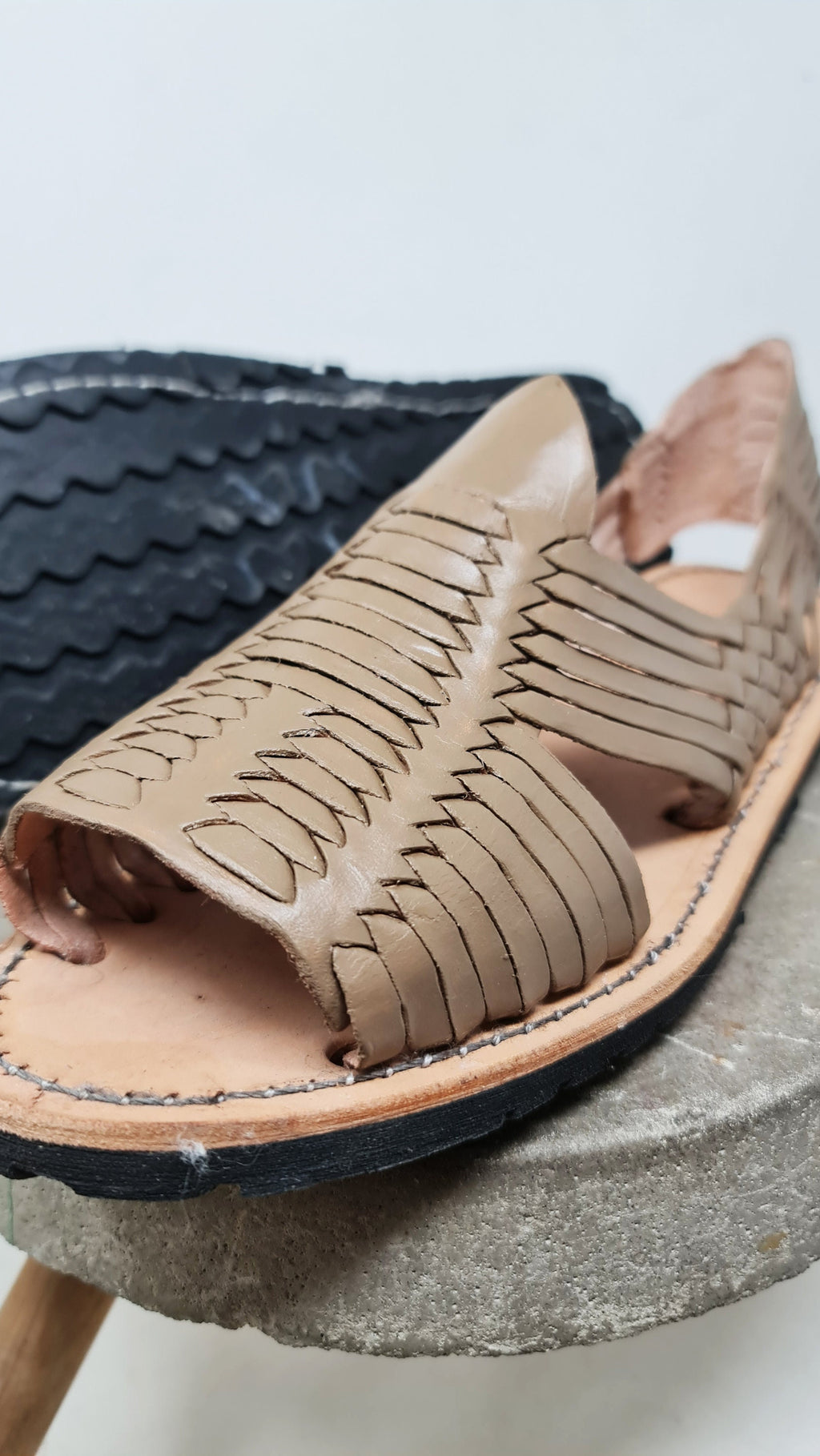 Mexican Huaraches for Men in Dark Taupe with Durable Rubber Sole