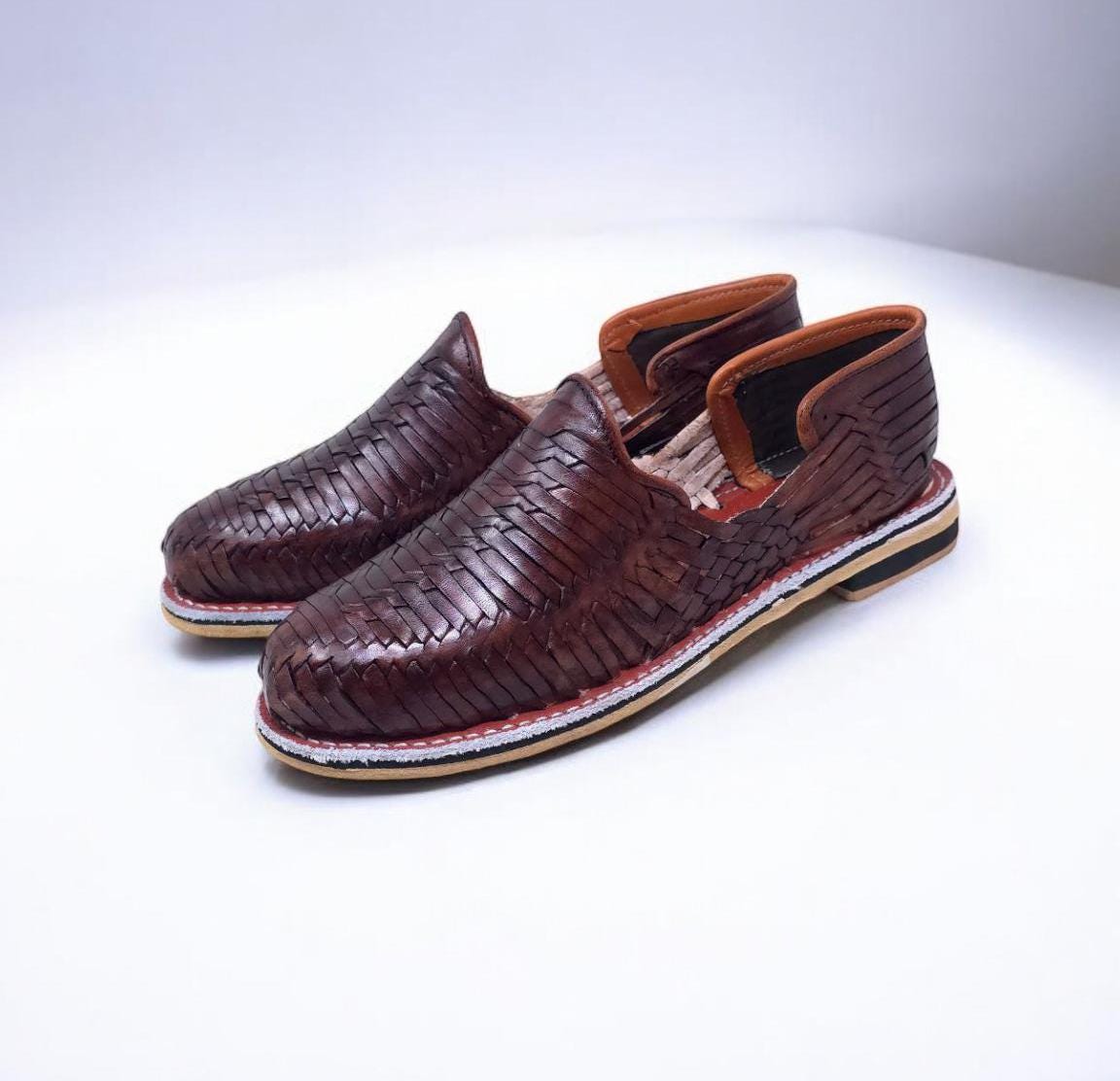 Men's woven huaraches in genuine leather, Mexican craftsmanship