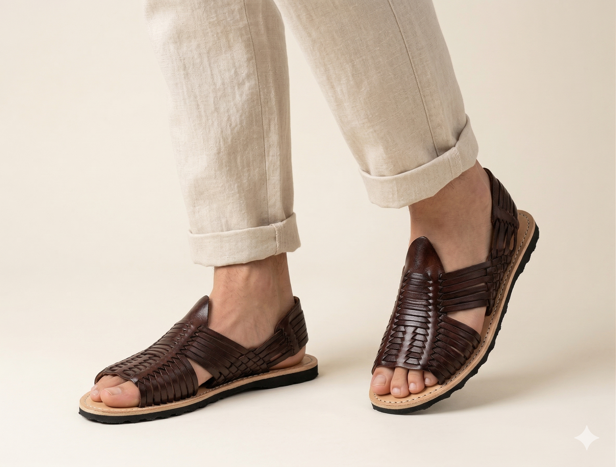 Men's Mexican leather huaraches in several colors, handmade in Mexico, Kwarachi