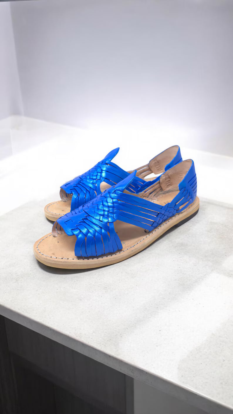 Metallic Mexican huarache sandals for women