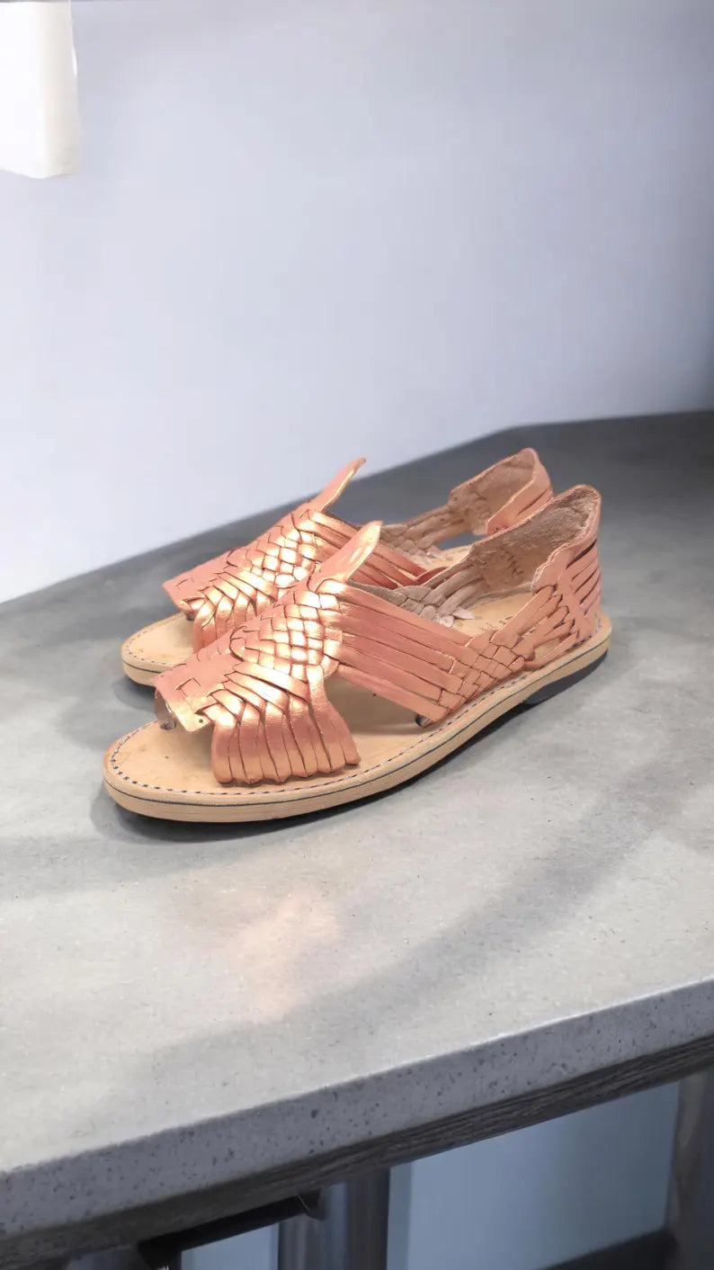 Colorful metallic huaraches handmade in Mexico, Kwarachi