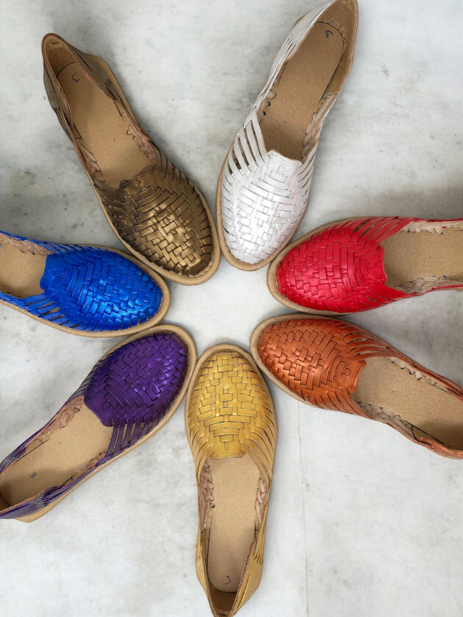 Colorful huaraches arranged in a star